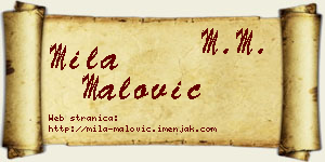 Mila Malović vizit kartica